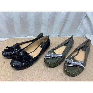 Two Pair Kate Spade Women's Girls Flat Shoes Slip On Size 6M Black & Gray Loafer